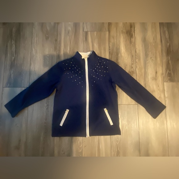 Alia Sweaters - Alia Blue with golden metal decorations /Zip Up Cardigan Size M